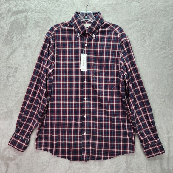 Roundtree Yorke Button Down Mens Small Plaid Gold Label Shirt Non Iron Comfort - Picture 1 of 7